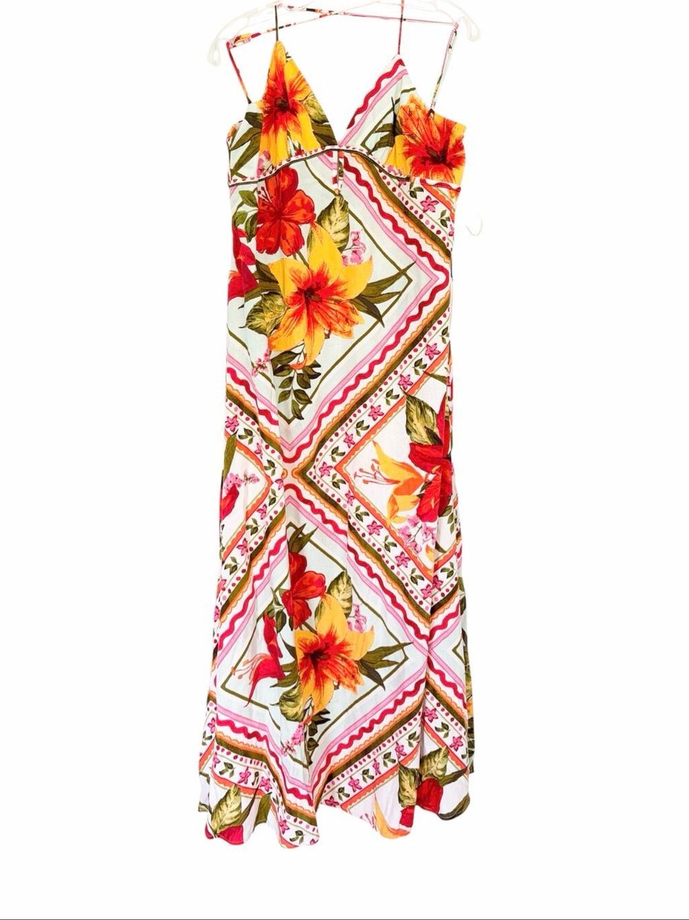 Crystal Doll Floral Adjustable Straps Maxi Multicolored Dress Sz XL NWT